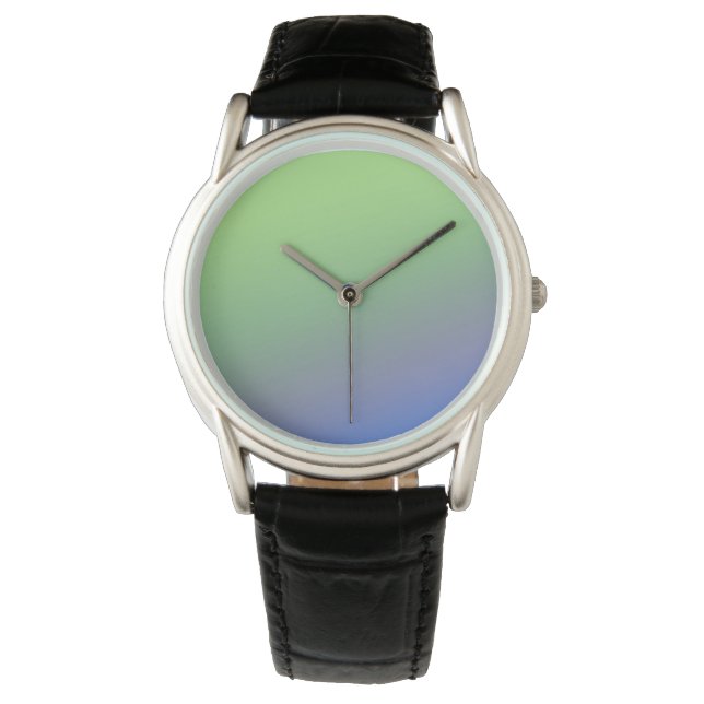 Blaue grüne Regenbogenfarben abstrakte Textur Armbanduhr (Vorderseite)