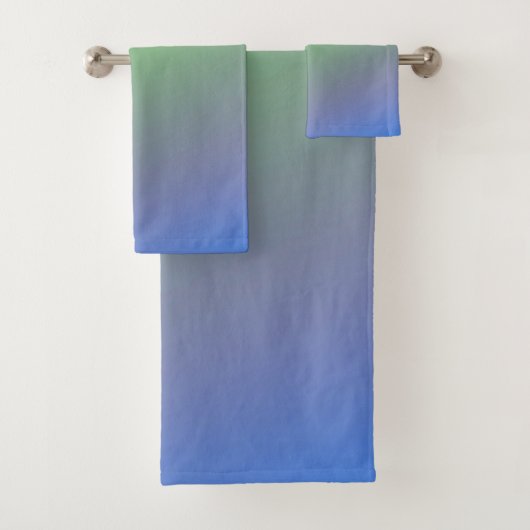 Blaue grüne Regenbogenfarben abstrakte Textur Badhandtuch Set (Insitu)