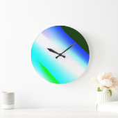 Blaue grüne Regenbogenfarben abstrakte Textur Große Wanduhr (Zuhause)