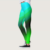 Blaue grüne Regenbogenfarben abstrakte Textur Leggings (Links)