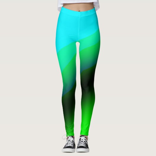 Blaue grüne Regenbogenfarben abstrakte Textur Leggings (Vorderseite)