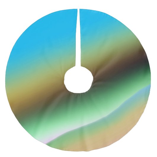 Blaue grüne Regenbogenfarben abstrakte Textur Polyester Weihnachtsbaumdecke (Vorderseite)