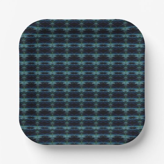 Blaue grüne Regenbogensteine , Artdeco-Muster Pappteller (Vorderseite)