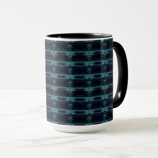 Blaue grüne Regenbogensteine , Artdeco-Muster Tasse (VorderseiteRechts)