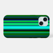 Blaue grüne Regenbogenstreifen iPhone 15 Hülle (Rückseite (Horizontal))