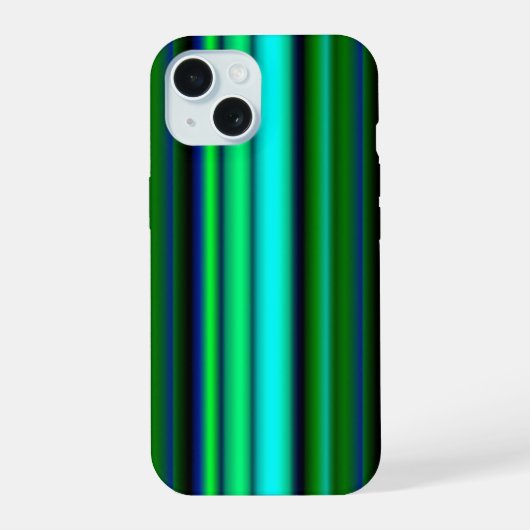Blaue grüne Regenbogenstreifen iPhone 15 Hülle (Rückseite)