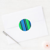 Blaue grüne Regenbogenstreifen Runder Aufkleber (Umschlag)