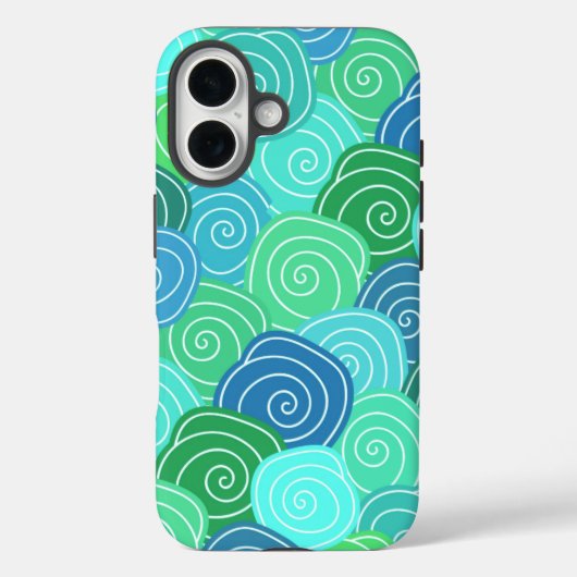 Blaue Grüne Rollende Kreise Muster Case-Mate iPhone Hülle (Rückseite)