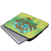 Blaue Grüne Rose Laptopschutzhülle (Vorne Knopf)