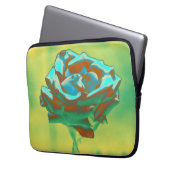 Blaue Grüne Rose Laptopschutzhülle (Vorderseite Links)