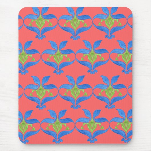 Blaue, grüne, rote Art Nouveau-Mauspad-Muster Mousepad (Vorne)