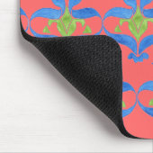 Blaue, grüne, rote Jugendstil-Muster Mousepad (Ecke)