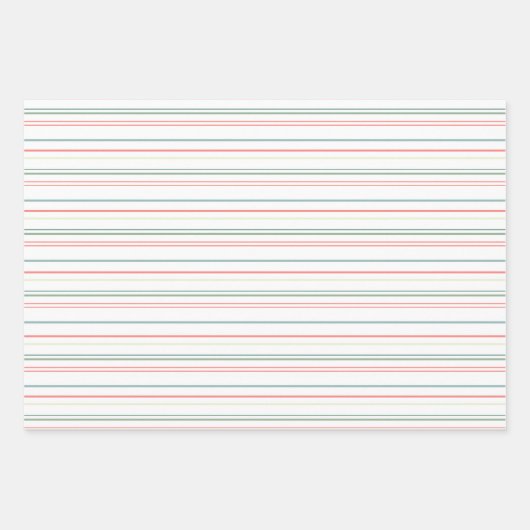 Blaue, grüne, rote und weiße Streifen und Kariert Geschenkpapier Set (Vorderseite 3)