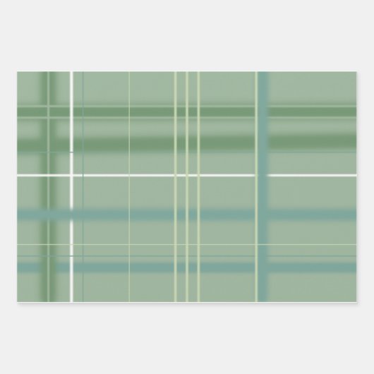 Blaue, grüne, rote und weiße Streifen und Kariert Geschenkpapier Set (Vorderseite)