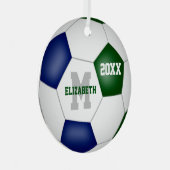 Blaue Grüne Schule Mannschaft Farben Fußball Ornament Aus Metall (Vorderseite Rechts)