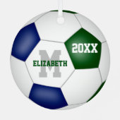 Blaue Grüne Schule Mannschaft Farben Fußball Ornament Aus Metall (Rückseite)