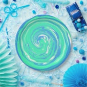 Blaue Grüne Spirale Pappteller (Party)