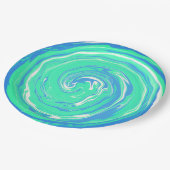 Blaue Grüne Spirale Pappteller (Schrägansicht)