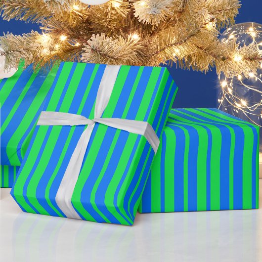 Blaue grüne stilvolle Streifenmuster-Design  Geschenkpapier