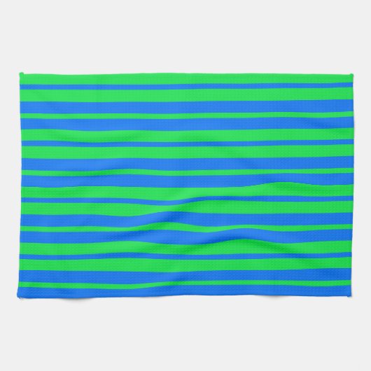 Blaue grüne stilvolle Streifenmuster-Design  Geschirrtuch (Horizontal)