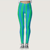 Blaue grüne stilvolle Streifenmuster-Design  Leggings (Vorderseite)