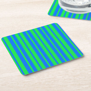 Blaue grüne stilvolle Streifenmuster-Design Rechteckiger Pappuntersetzer