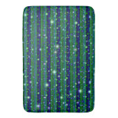 Blaue grüne Streifen mit Sternen und Regentropfen Badematte (Vorderseite Vertikal)