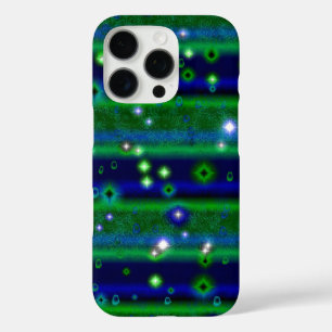 Blaue grüne Streifen mit Sternen und Regentropfen iPhone 16 Pro Hülle