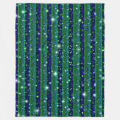 Blaue grüne Streifen mit Sternen und Regentropfen Fleecedecke (Vorderseite)