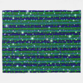 Blaue grüne Streifen mit Sternen und Regentropfen Fleecedecke (Vorderseite (Horizontal))