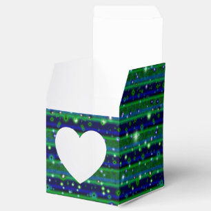 Blaue grüne Streifen mit Sternen und Regentropfen Geschenkschachtel