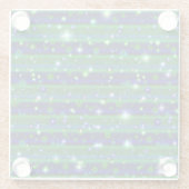 Blaue grüne Streifen mit Sternen und Regentropfen Glasuntersetzer (Rückseite)