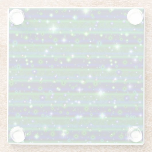 Blaue grüne Streifen mit Sternen und Regentropfen Glasuntersetzer (Rückseite)