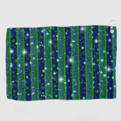 Blaue grüne Streifen mit Sternen und Regentropfen Golfhandtuch (Horizontal)
