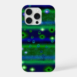 Blaue Grüne Streifen mit Sternen und Regentropfen iPhone Hülle