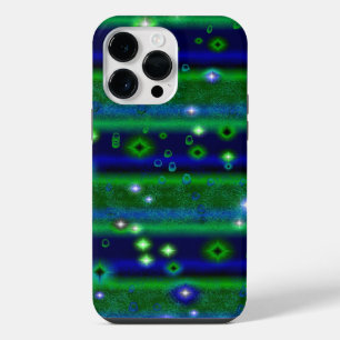 Blaue Grüne Streifen mit Sternen und Regentropfen iPhone Hülle