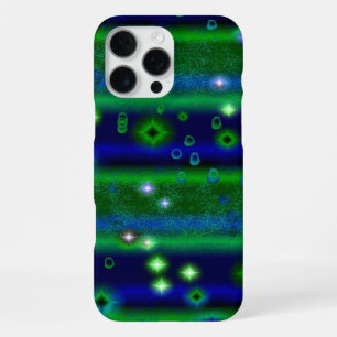 Blaue Grüne Streifen mit Sternen und Regentropfen iPhone 16 Pro Max Hülle