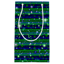 Blaue grüne Streifen mit Sternen und Regentropfen Kleine Geschenktüte