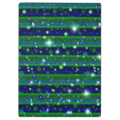 Blaue grüne Streifen mit Sternen und Regentropfen Klemmbrett (Rückseite)
