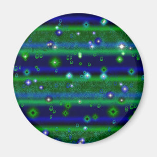 Blaue grüne Streifen mit Sternen und Regentropfen Magnet