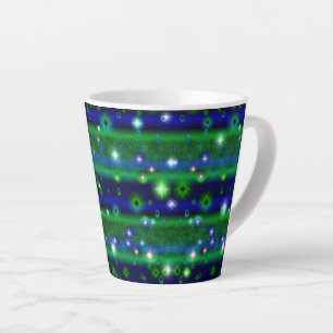 Blaue grüne Streifen mit Sternen und Regentropfen Milchtasse