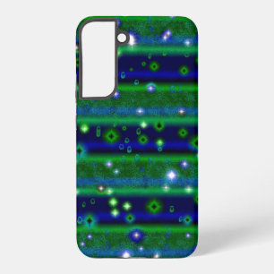 Blaue grüne Streifen mit Sternen und Regentropfen Samsung Galaxy Hülle