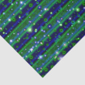 Blaue grüne Streifen mit Sternen und Regentropfen Seidenpapier (Detail)