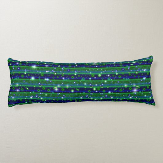 Blaue grüne Streifen mit Sternen und Regentropfen Seitenschläferkissen (Rückseite)
