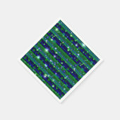 Blaue grüne Streifen mit Sternen und Regentropfen Serviette (Ecke)