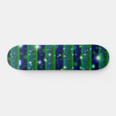 Blaue grüne Streifen mit Sternen und Regentropfen Skateboard (Horizontal)