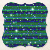 Blaue grüne Streifen mit Sternen und Regentropfen Untersetzer (Vorderseite)