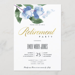 BLAUE GRÜNE TINTENWASCHE WATERCOLOR FLORAL RENTNER EINLADUNG