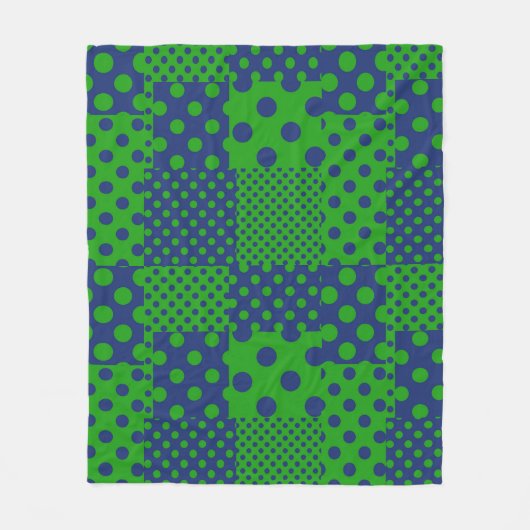Blaue grüne Tupfen-Patchwork Fleecedecke (Vorderseite)