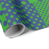 Blaue grüne Tupfen-Patchwork  Geschenkpapier (Rolleneckpunkt)